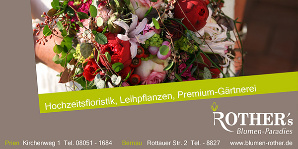 ROTHER´s Blumen-Paradies
Hochzeitsfloristik
Dekorationen / Leihpflanzen
Premiumgärtnerei

www.blumen-rother.de